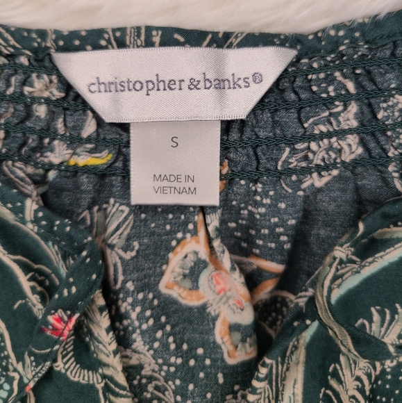 Christopher & Banks Butterfly and Flower 3/4 Sleeve Top - Picture 3 of 4